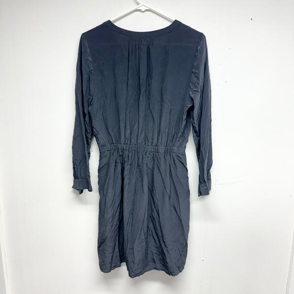 MADEWELL Women Navy Blue Long Sleeve Silk Faux Wrap Mini Dress Size Small - Picture 4 of 4